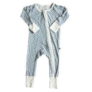 The little surfer dude Blue Checkered Bamboo Zip Romper